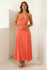 Styled Like A Star One Shoulder Maxi Dress Coral