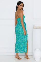 Secret Symphony One Shoulder Mesh Maxi Dress Green
