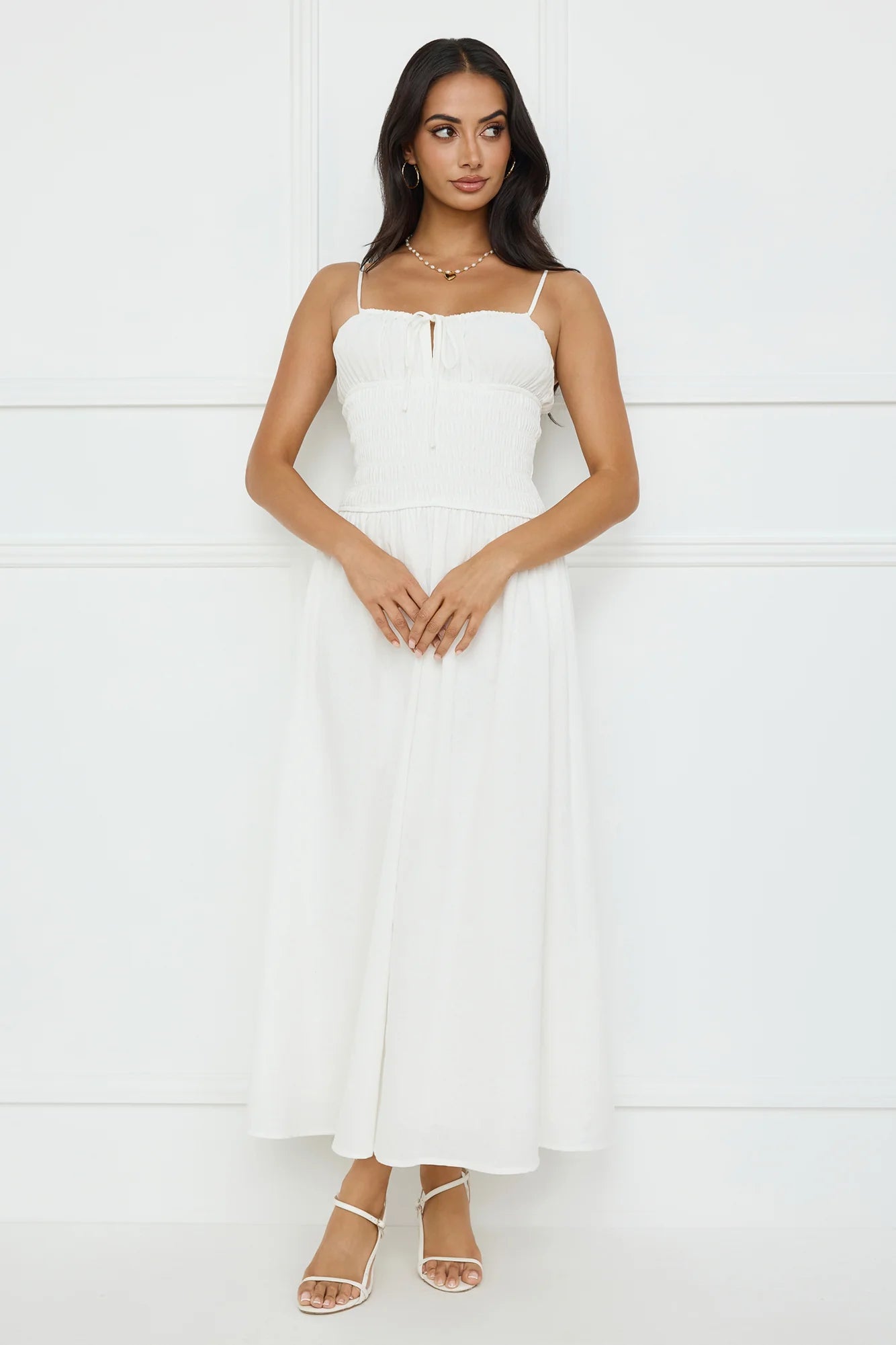 Starfall Garden Linen Blend Maxi Dress White