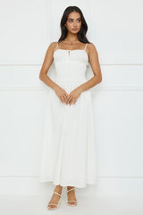 Starfall Garden Linen Blend Maxi Dress White