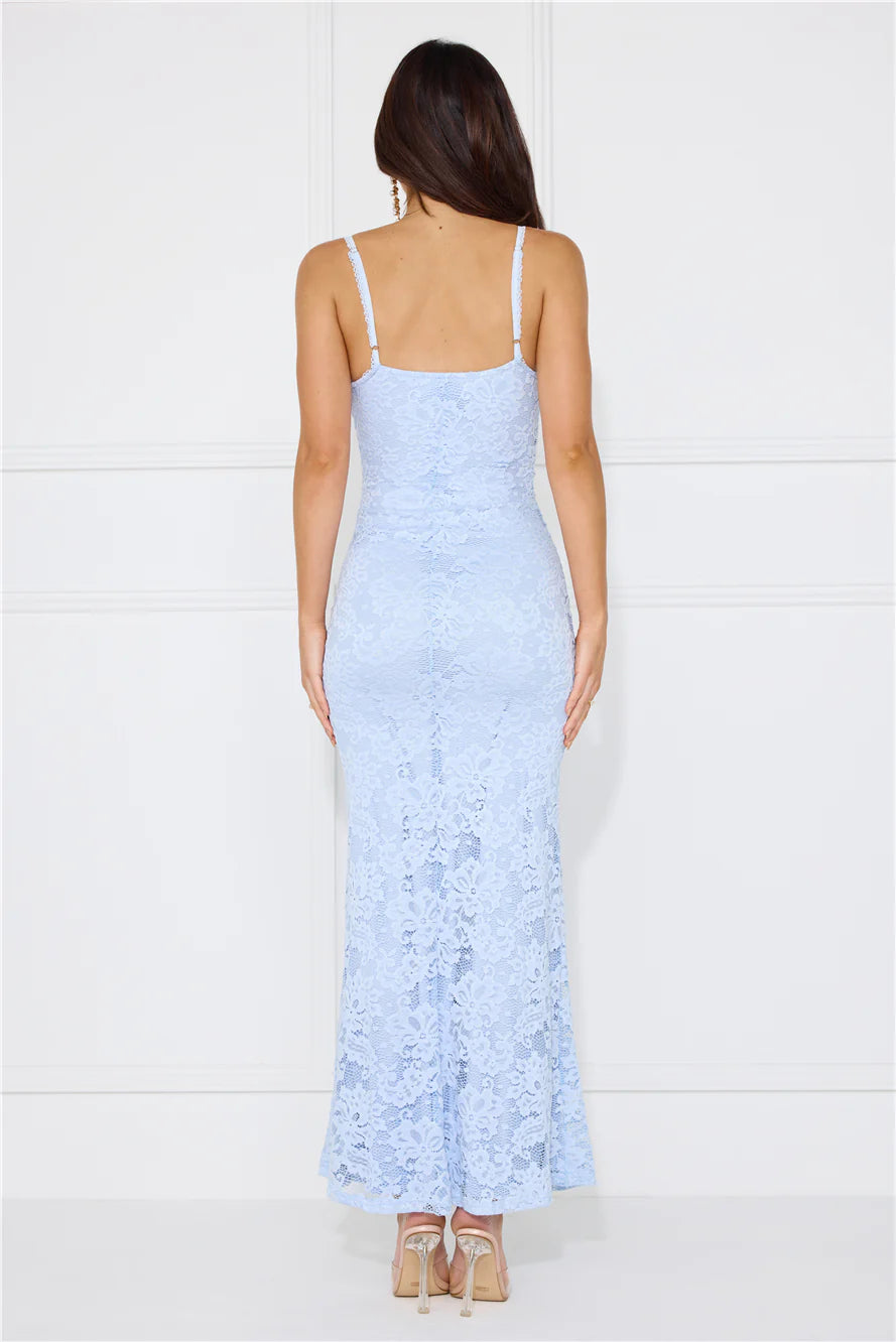 Soft Sweet Lace Maxi Dress Blue