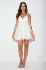 Silken Blossom Mini Dress White