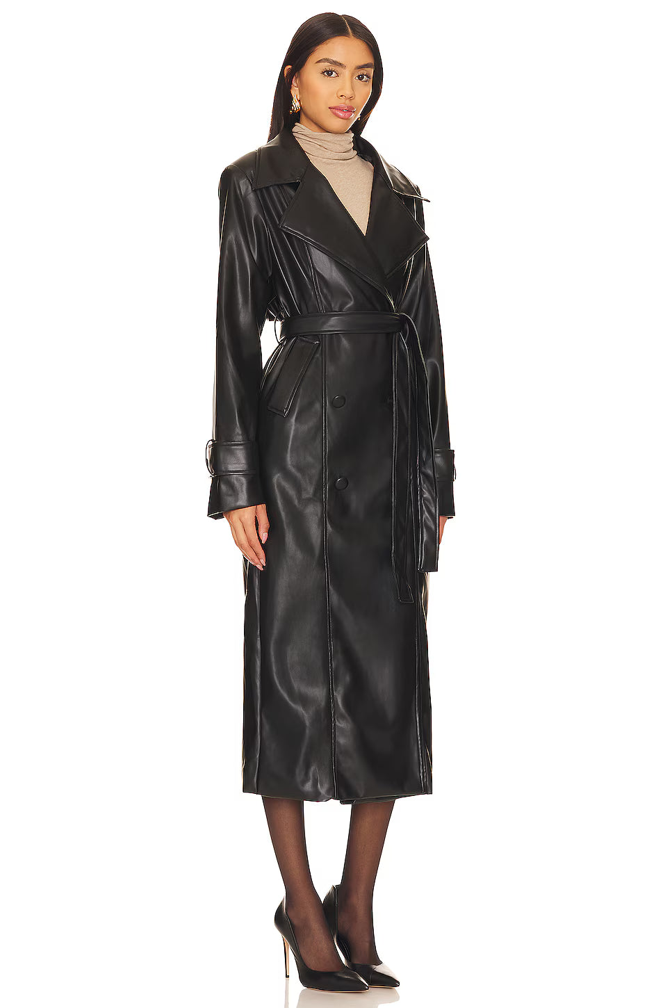 Tyra Faux Leather Trench