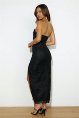 Sparkle Now Glitter Midi Dress Black
