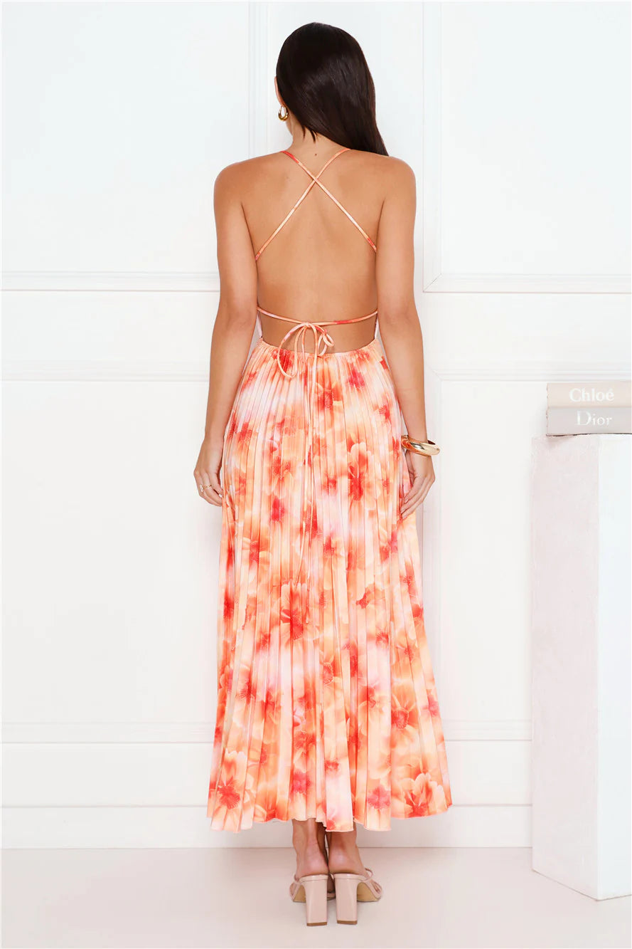 She's Exclusive Satin Maxi Dress Lime Orange