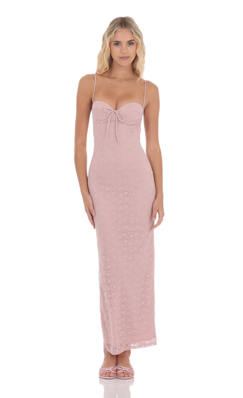Lace Open Back Maxi Dress in Dusty Rose