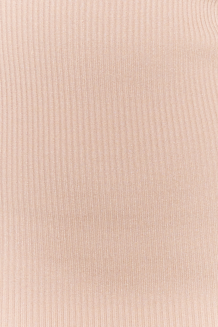 Season Style Ribbed Midi Dress Beige