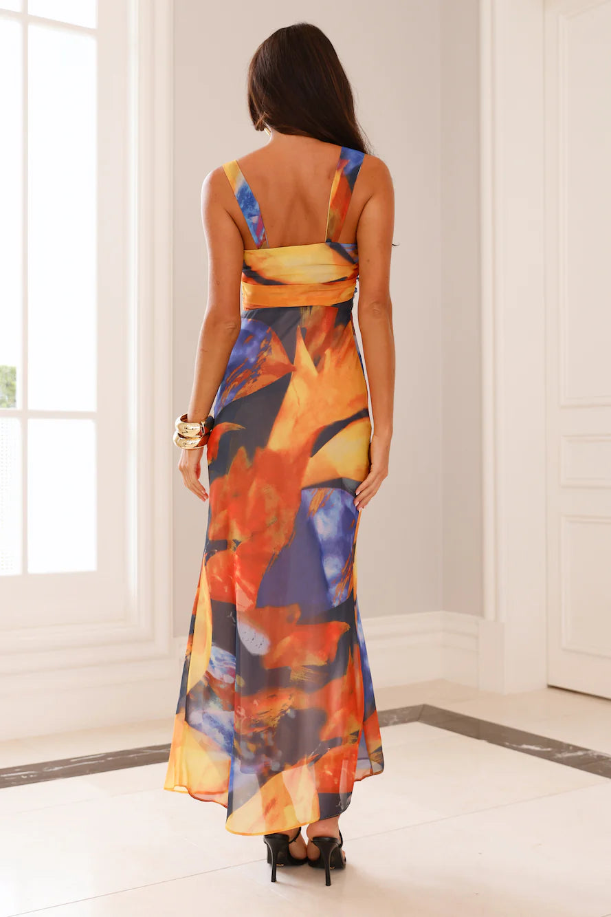 Silhouette Sky Midi Dress Orange
