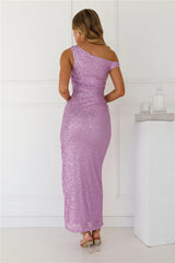 Shimmering Success Sequin Off Shoulder Maxi Dress Purple