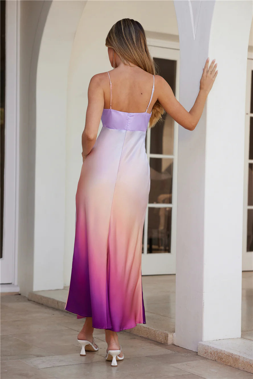 Shimmers In Silk Satin Maxi Dress Purple