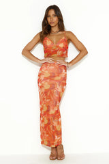 Shopaholic Girl Mesh Crop Top Orange