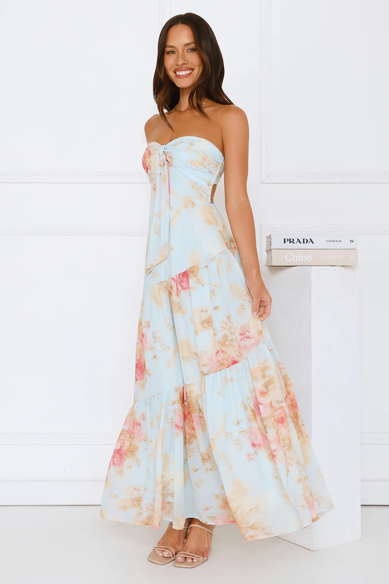 She's the Blueprint Strapless Maxi Dress Print