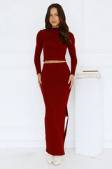 Velvet Whispers Long Sleeve Top Wine
