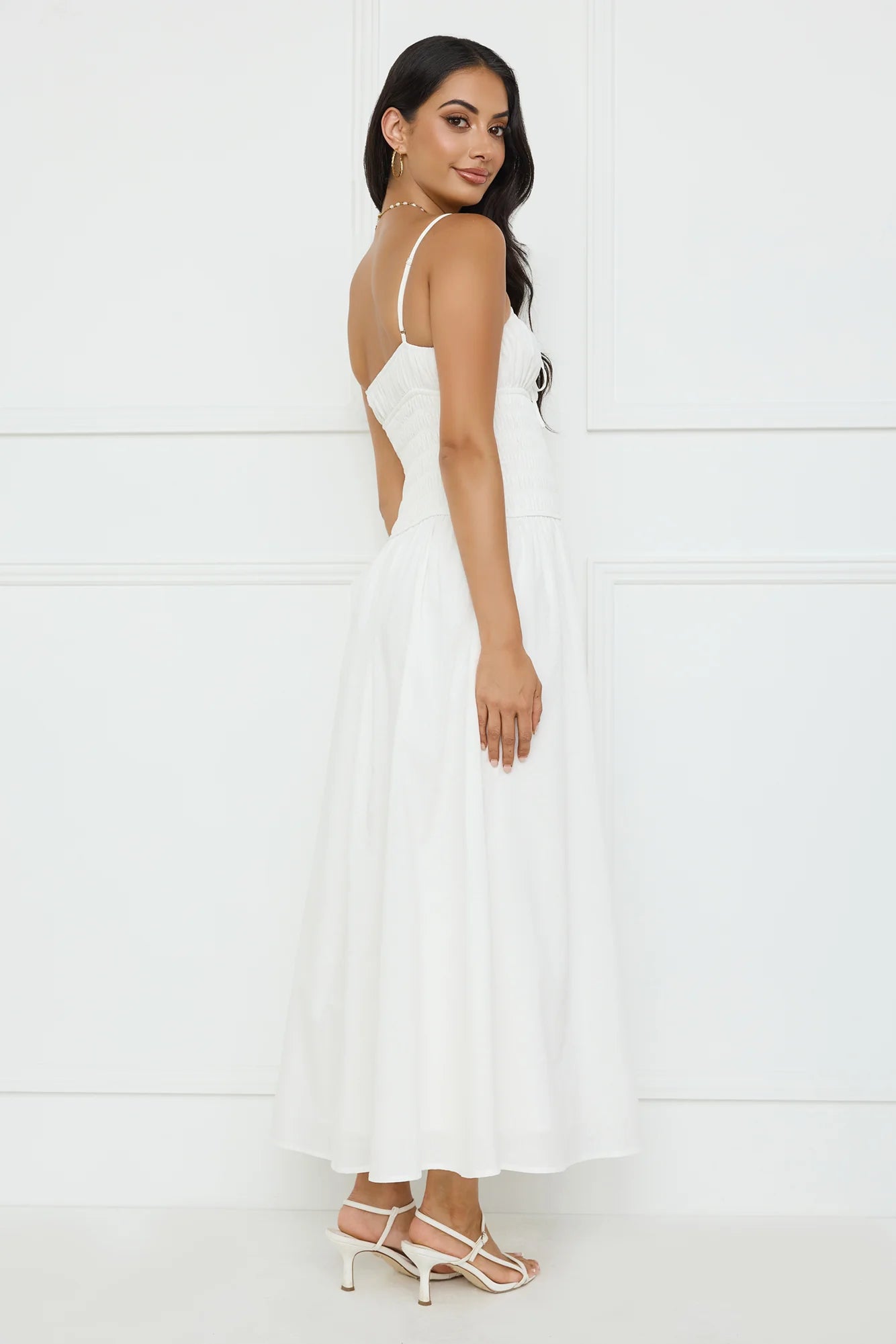Starfall Garden Linen Blend Maxi Dress White