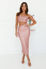 Shimmer Shores Sequin Midi Dress Pink