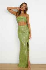 Sprinkle Shine Sequin Crop Top Green