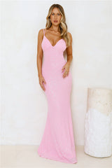 Shimmering Elegance Maxi Dress Pink