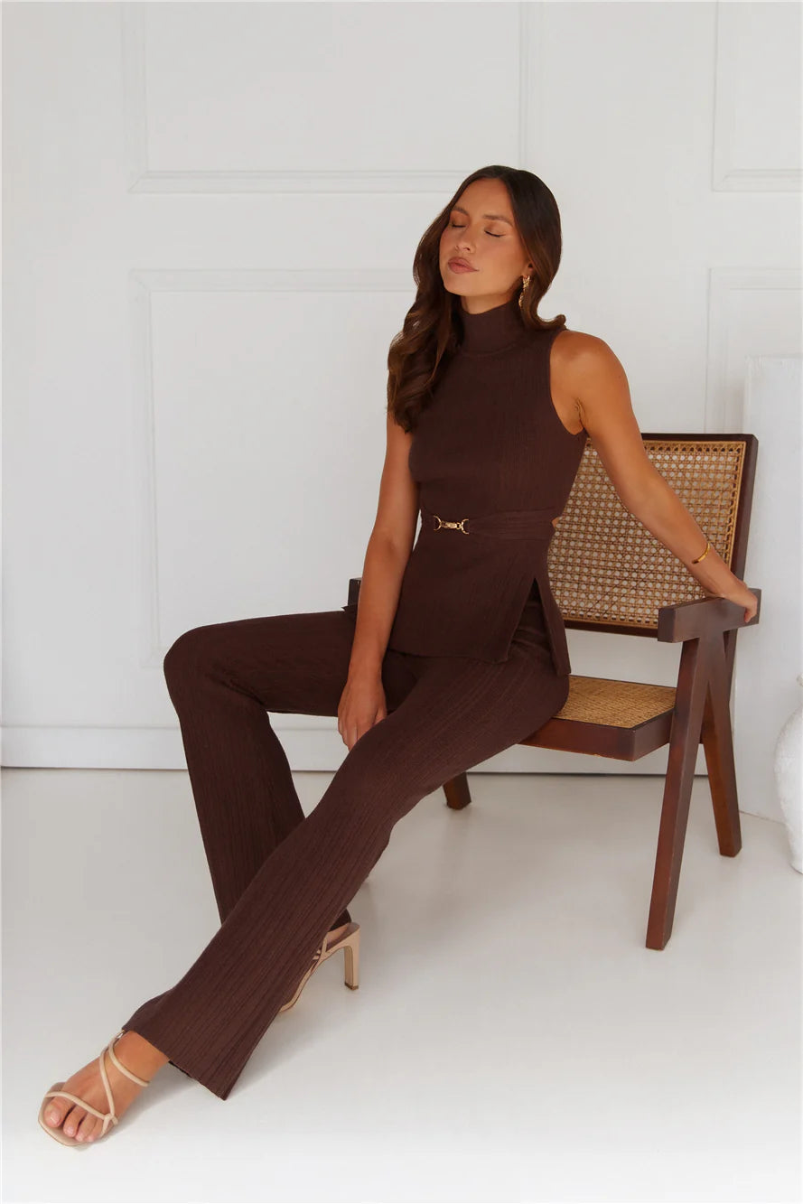 Star Power Ribbed Pants Brown