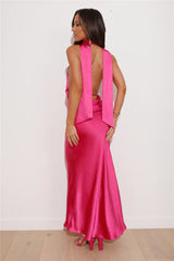 Slip On Class Satin Maxi Dress Pink