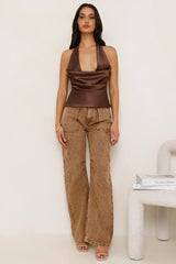 Serenity Sands Satin Halter Top Brown
