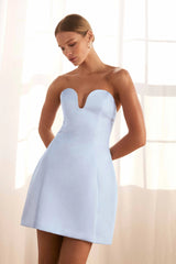 Delicate Drama Strapless Mini Dress Blue