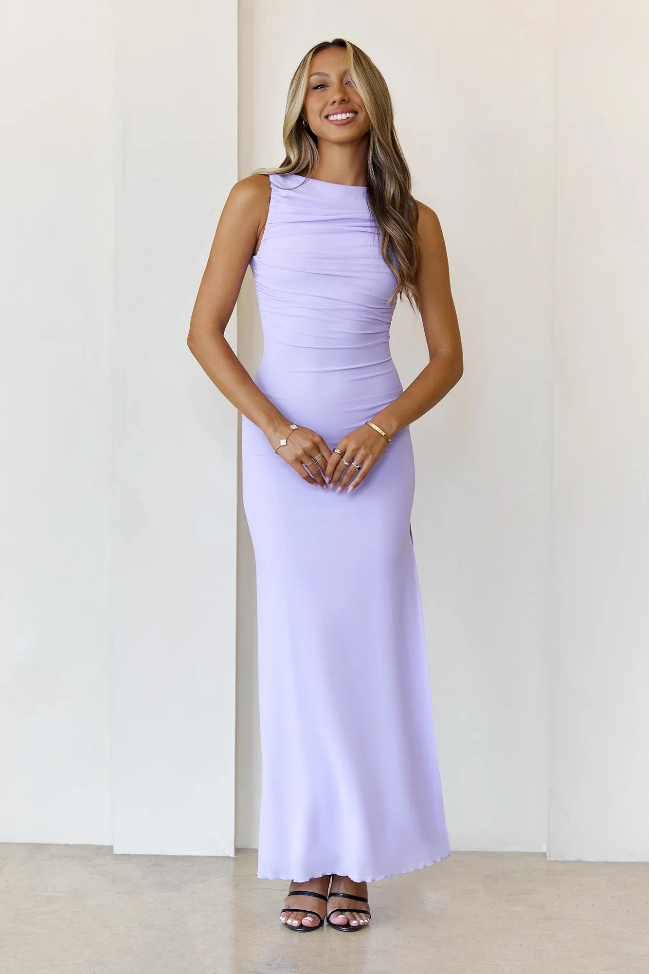Secret Of The Sun Mesh Maxi Dress Lilac