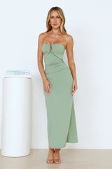 Stylish Days Strapless Maxi Dress Sage