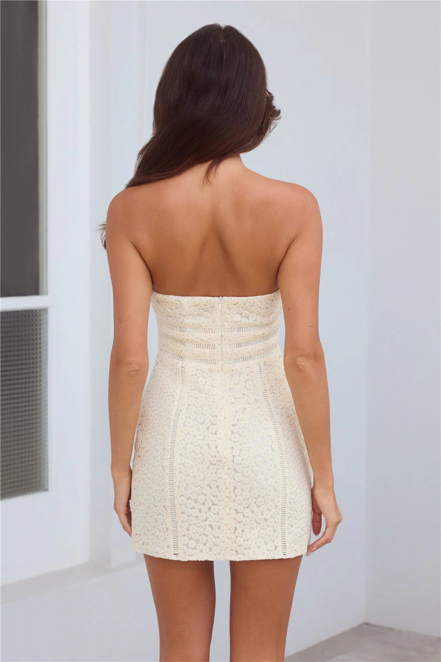 Sunset Escape Strapless Mini Dress Cream