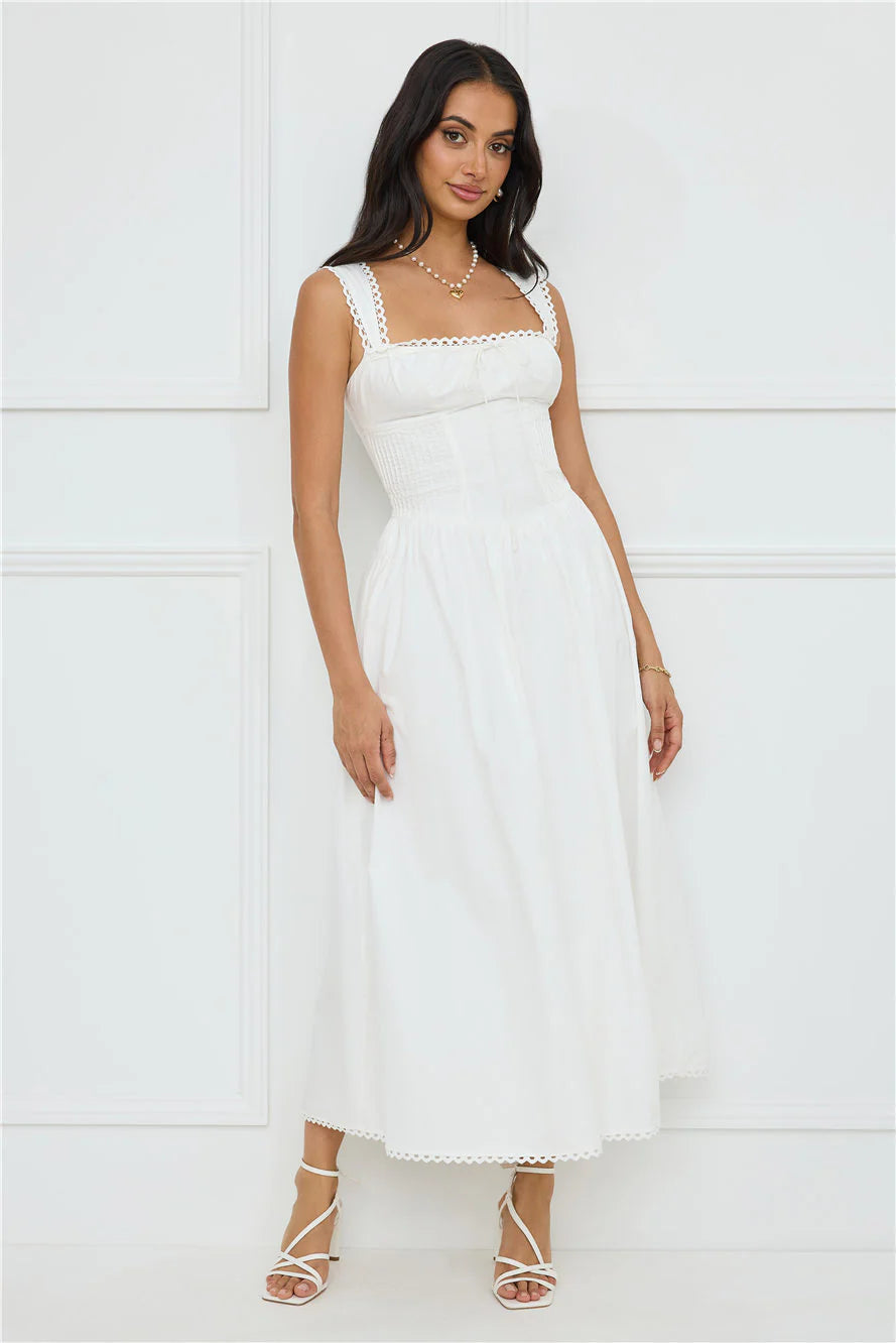 Luxe Serene Midi Dress White