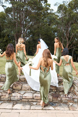 The Samara Satin Maxi Dress Olive
