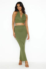 She Owns It Maxi Skirt Khaki