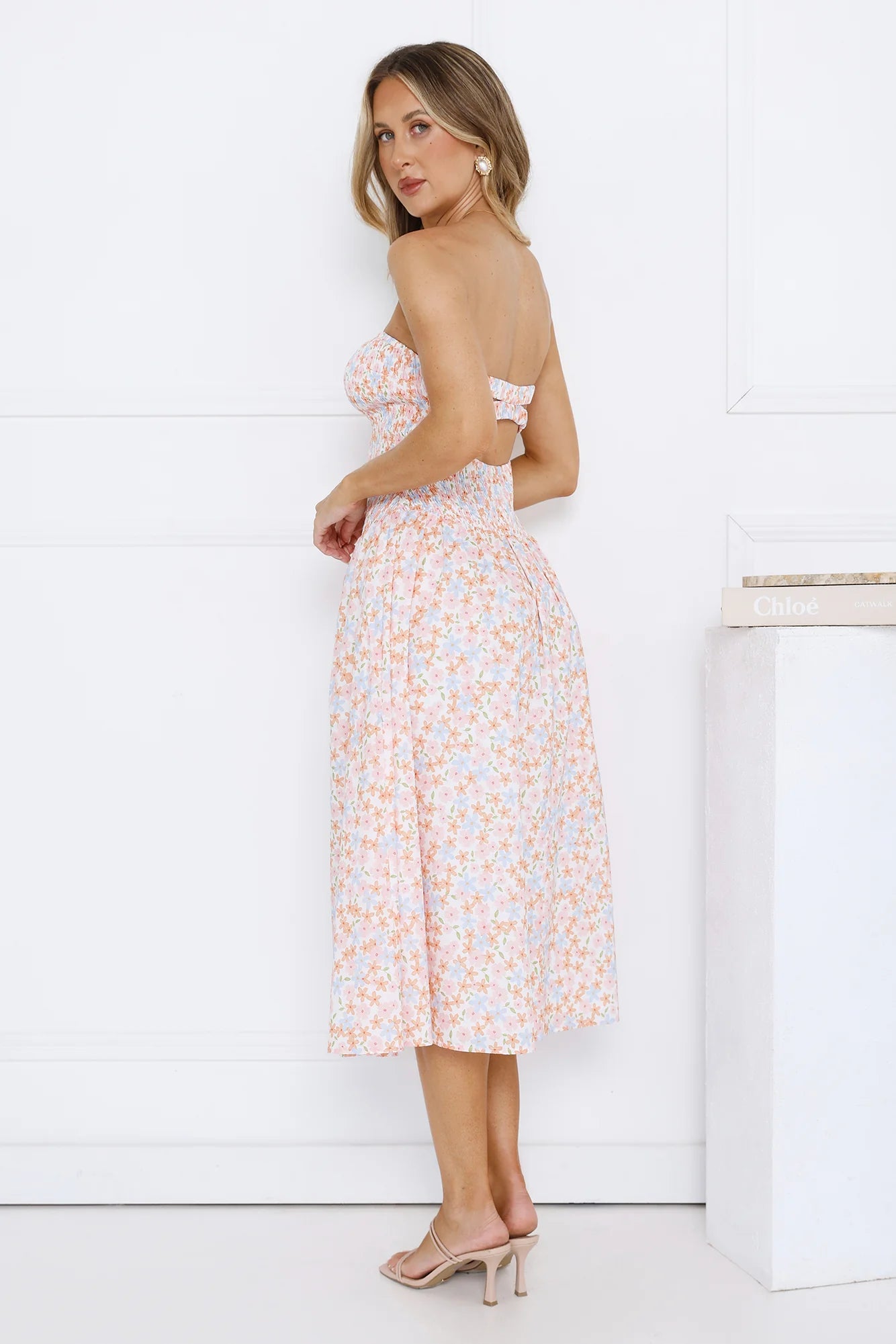Summer Pop Strapless Midi Dress Pink