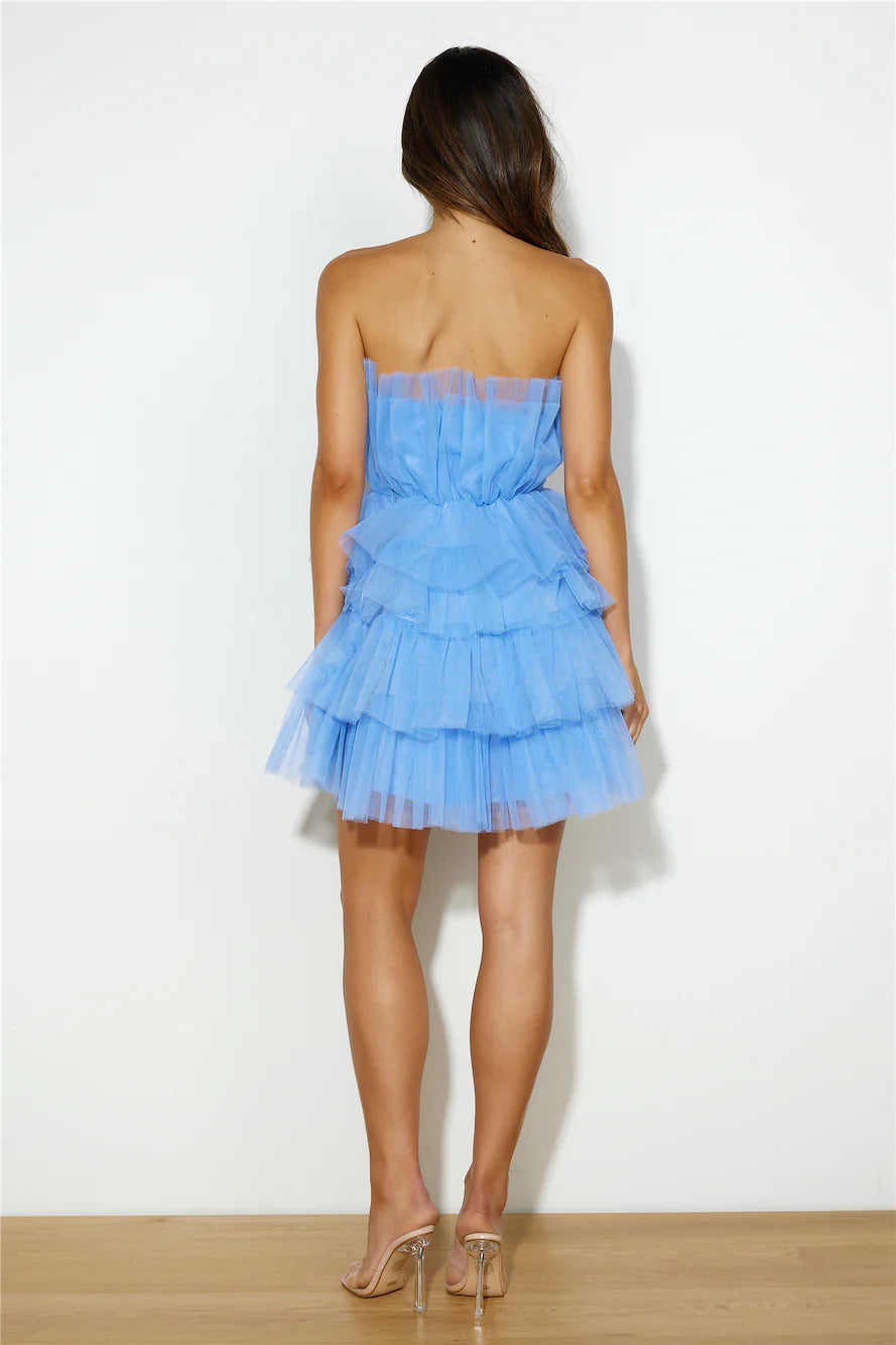 Statement Making Tulle Mini Dress Blue