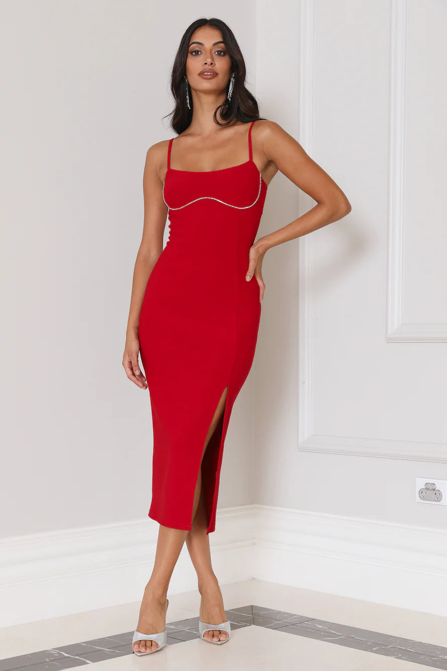 Szn To Party Midi Dress Red