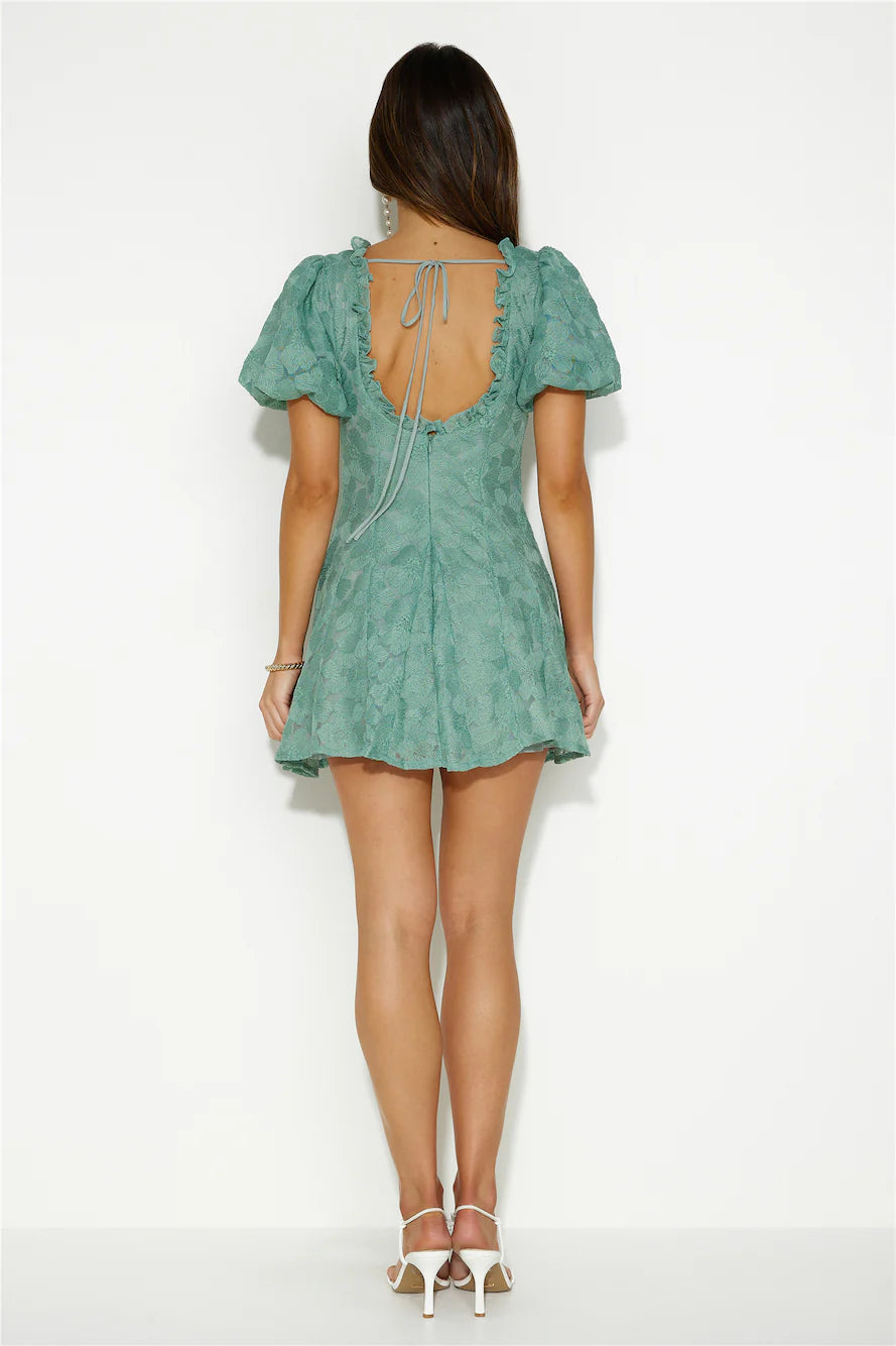 Style Mission Mesh Mini Dress Sage
