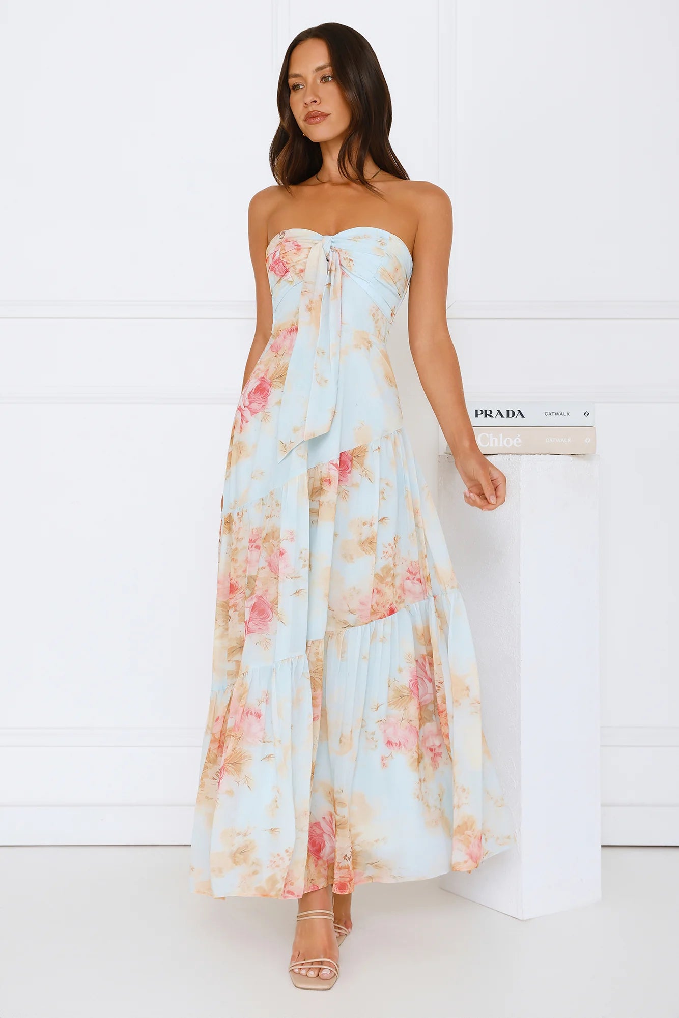 She's the Blueprint Strapless Maxi Dress Print