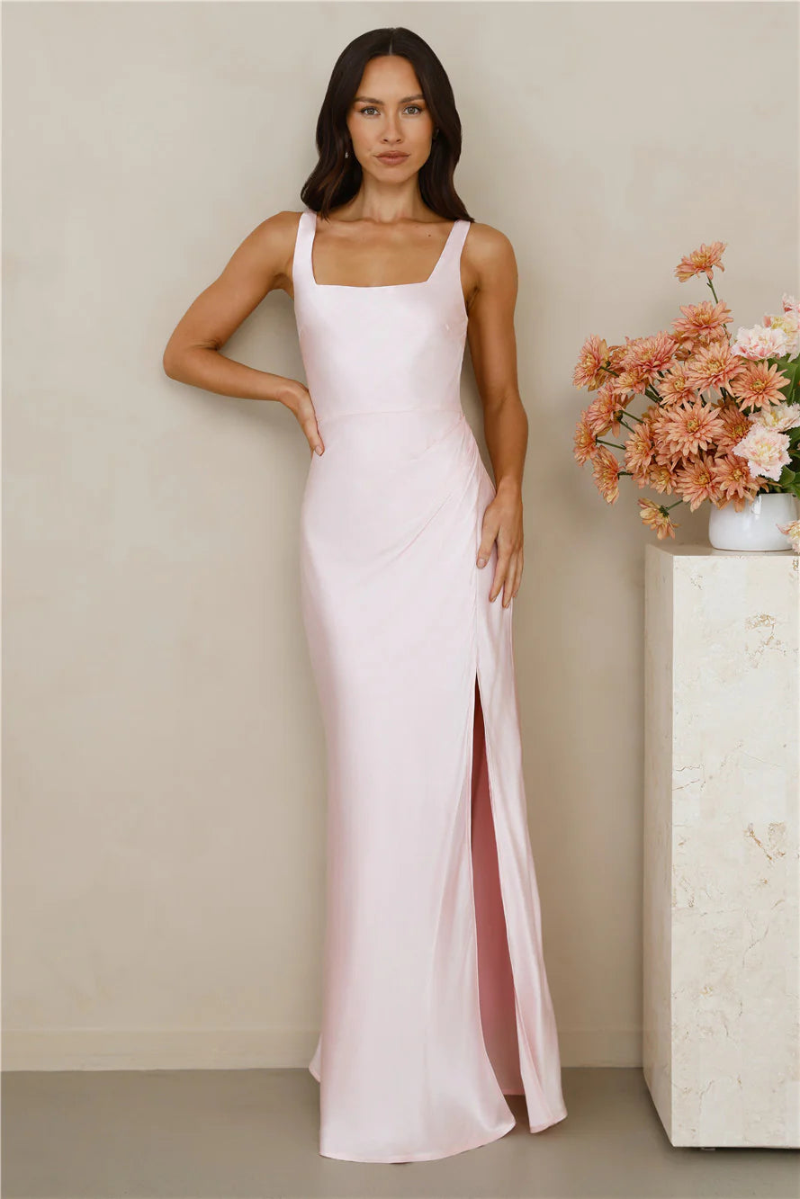 The Evelina Satin Maxi Dress Pink