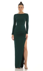 Open Back Maxi Dress in Green