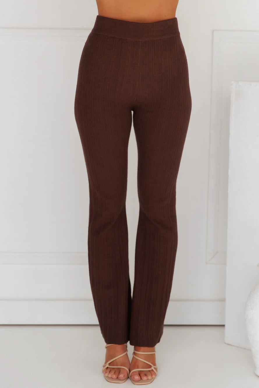 Star Power Ribbed Pants Brown