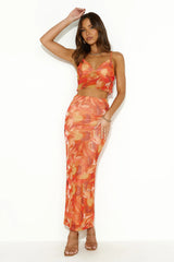 Shopaholic Girl Mesh Crop Top Orange