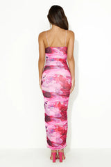 Seen In The Night Mesh Maxi Dress Pink