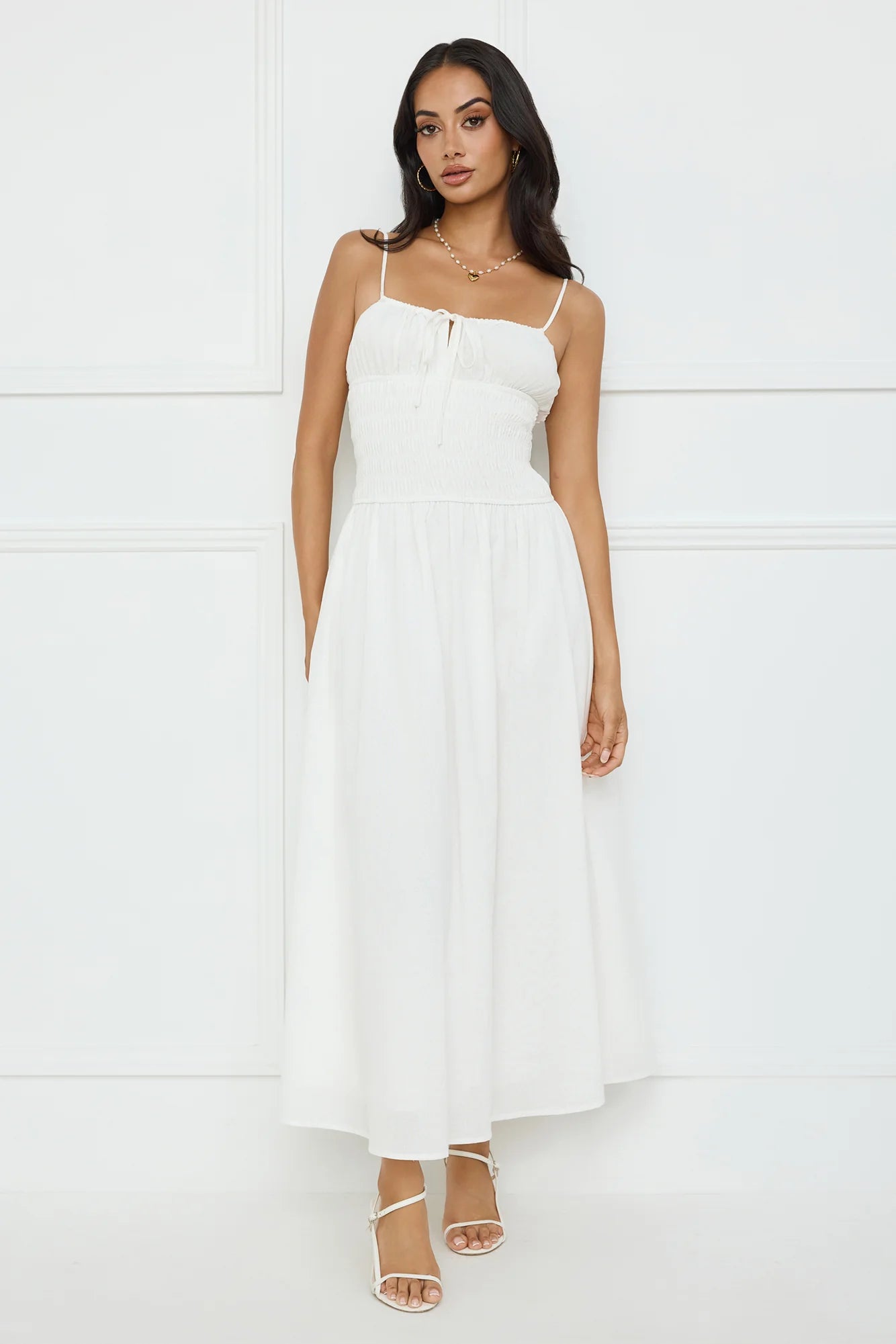 Starfall Garden Linen Blend Maxi Dress White