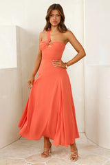 Styled Like A Star One Shoulder Maxi Dress Coral