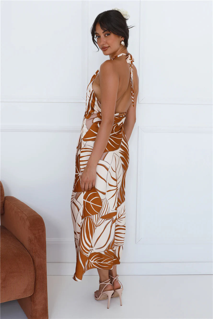 Show A Little Love Halter Maxi Dress Brown