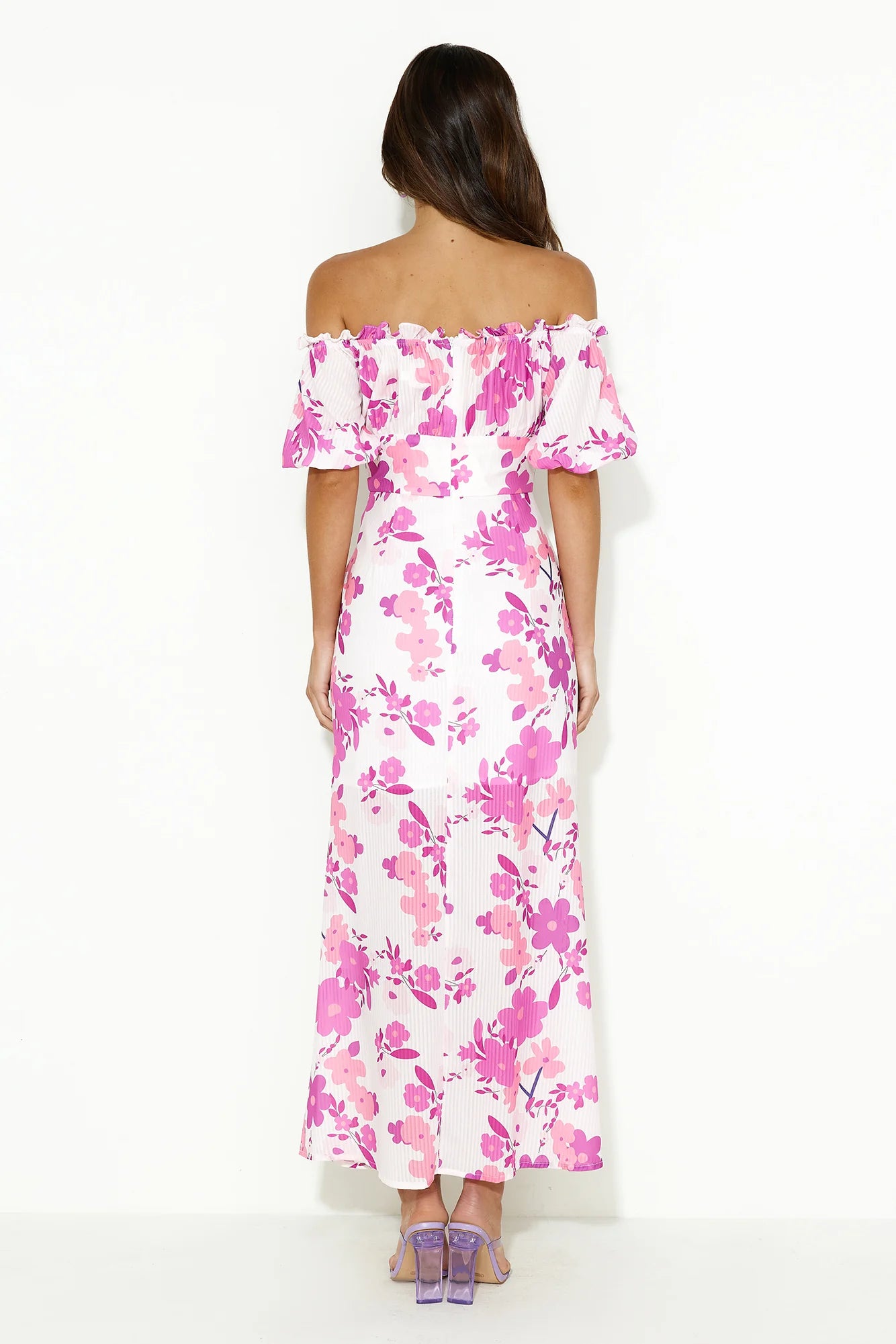Sending Blooms Off Shoulder Maxi Dress Purple