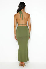 She Owns It Maxi Skirt Khaki
