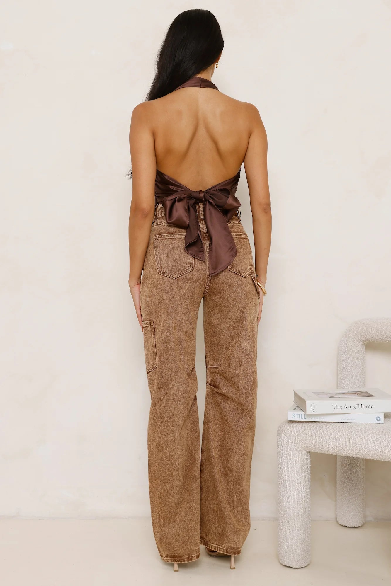Serenity Sands Satin Halter Top Brown