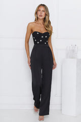 Shimmer Luxe Strapless Jumpsuit Black