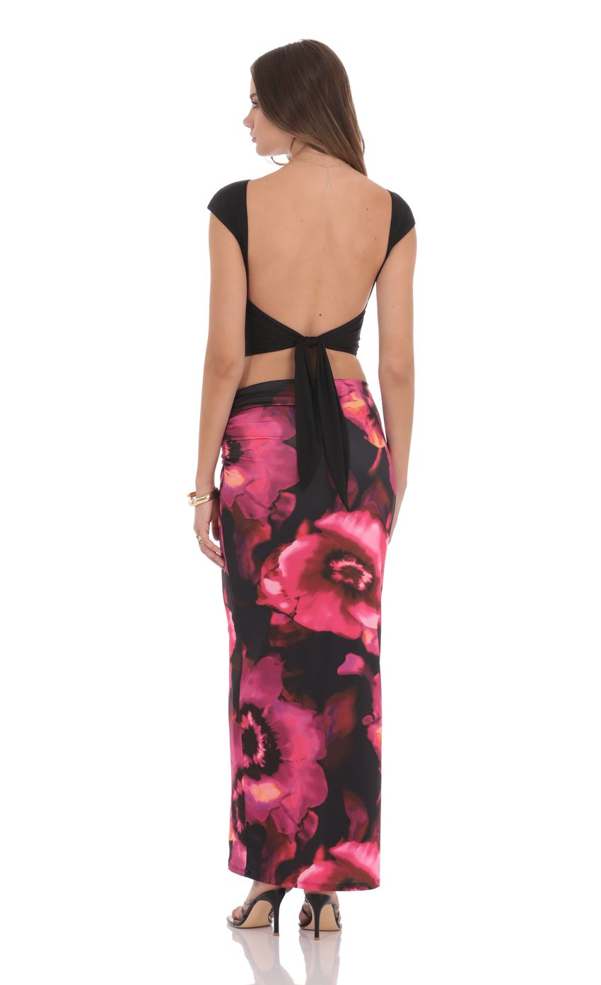 Floral Maxi Skirt in Pink