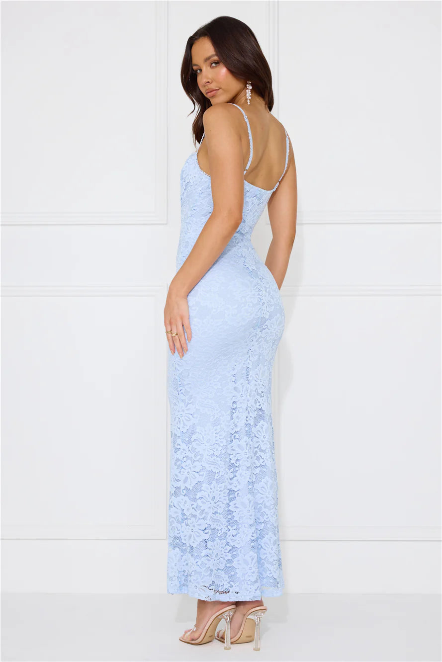 Soft Sweet Lace Maxi Dress Blue